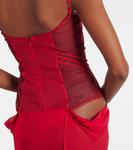 Платье-бюстье из шифона с вырезом The Attico, красный - фото 6