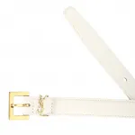 SAINT LAURENT Узкий пояс с монограммой, White - фото 6