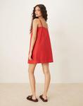 Джинсовое мини-платье ASOS DESIGN красного цвета - фото 3