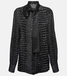 Рубашка деворе с завязками на воротнике Versace, черный - фото