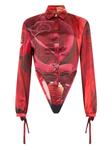 Боди с абстрактным принтом Roberto Cavalli, красный - фото