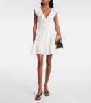 Мини-платье из хлопка в полоску Della Poupette St Barth, Natural White Plain - фото 2