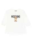 Платье с длинными рукавами и принтом Teddy Bear Moschino Kids, белый - фото