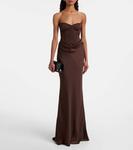 Атласное боди с корсетом Rotate, Chicory Coffee - фото 2