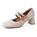 Туфли Мэри Джейн на массивном каблуке 5,5 см Beijiani, экрю - фото 8