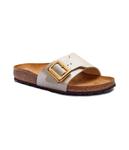 Тапочки Birkenstock Catalina с элементами кожи, бежевый - фото