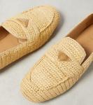 Плетеные лоферы с эффектом рафии Prada, Naturale - фото 6