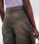 Высокие джинсы с эффектом потертости Balmain, Beige/Marron Glace - фото 5