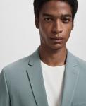 Мужской пиджак из эластичной ткани, приталенный крой MANGO, Aqua Green - фото 4
