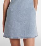 Мини-платье из денима с декоративным бантом Self-Portrait, светло-синий - фото 5