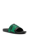 Шлепанцы с тисненым логотипом Just Cavalli, черный/зеленый - фото 2