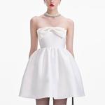 Мини-платье-бандо из тафты Self-portrait, белый - фото 4