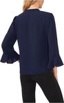 Блуза CeCe Elbow Ruffle Sleeve V-Neck Blouse, Classic Navy - фото 2