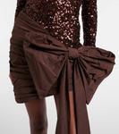 Мини-платье с бантом и пайетками Rotate, Chicory Coffee - фото 5