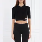 Укороченный атласный свитер Hugo, черный - фото