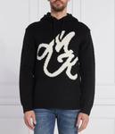 Свитер мужской Michael Kors с капюшоном и монограммой, черный - фото