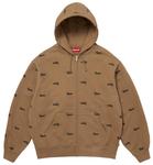 Толстовка Supreme Repeat Script на молнии с капюшоном, коричневый - фото