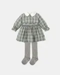 Набор для девочки платье в зеленую клетку и колготки Tutto Piccolo - фото