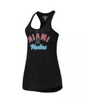 Женская черная майка Miami Marlins Multi-Count Tri-Blend Soft As A Grape - фото 2