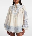 Блузка из рами с принтом Villa Romantica Alémais, Cream - фото 3