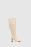Кремовые сапоги до колена на толстом каблуке Schuh, бежевый - фото