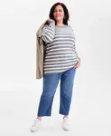 Длинный свитер Legacy Strip Plus Size Style & Co, серый - фото 2