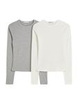 Рубашка Bershka, Mottled Grey/White - фото