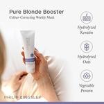 Pure Blonde Booster Фиолетовая маска для блондинок Платинового серебристо-серого цвета с отбеленными медными волосами Еженедельный тоник 2,5 унции 75 мл, Philip Kingsley - фото 3