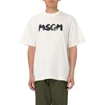 Футболка с принтом Brushstroke Logo MSGM, Ecru - фото