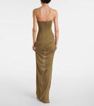 Облегающее корсетное платье без бретелей Alex Perry, хаки - фото 3