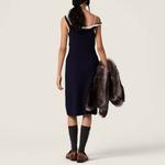 Мини-платье с вязкой и логотипом MIU MIU, синий - фото 5