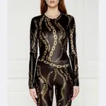 Тонкое подтянутое боди Versace, черный - фото