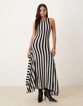 Платье макси Mango Racer в черно-белую полоску - фото