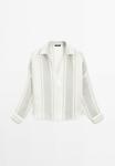 Блуза FLOWING STRIPED Massimo Dutti, белый - фото 9
