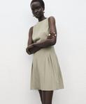 Женское короткое плиссированное платье MANGO, Khaki - фото 2