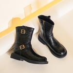 Женские Ботинки Челси Черный/Хаки OMS, Коричневый [Модный Стиль] - фото 11