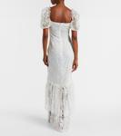 Кружевное платье с бантом и сборками Alessandra Rich, белый - фото 3