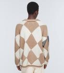 Джемпер из хлопка с жаккардовым узором Adish, Off White-Camel - фото 4