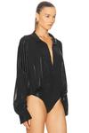 Супербольшая боди-рубашка в стиле бойфренд Norma Kamali, Black - фото 3