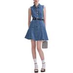 Джинсовое безрукавное платье мини с декором Self-portrait, синий - фото 3