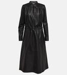 Кожаное платье миди YVES SALOMON, черный - фото