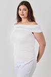 Топ в рубчик Ots 2x1 размера Plus Size Truedames, слоновая кость - фото