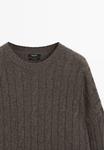 Джемпер Massimo Dutti CABLE-KNIT SWEATER, Dark Grey - фото 9