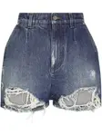 Джинсовые шорты с эффектом потертости DOLCE & GABBANA, синий - фото