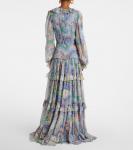 Шелковое платье с цветочным принтом Etro, синий - фото 3