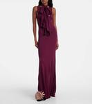 Длинное платье-майка с бантом Alaïa, Prune - фото 2