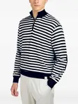 Полосатый свитер с короткой молнией Paul & Shark, синий - фото 2