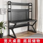 Компьютерный стол Xinmeikai 100x60 см с полками, черная рама, Mani gray - фото 7