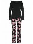 Пижама LASCANA, цвет schwarz-rosa-geblümt - фото