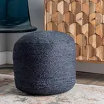 Пуф Bristol Braided Solid Jute Filled Ottoman Pouf nuLOOM, Размер: 36 x 46 x 46 см см, синий - фото